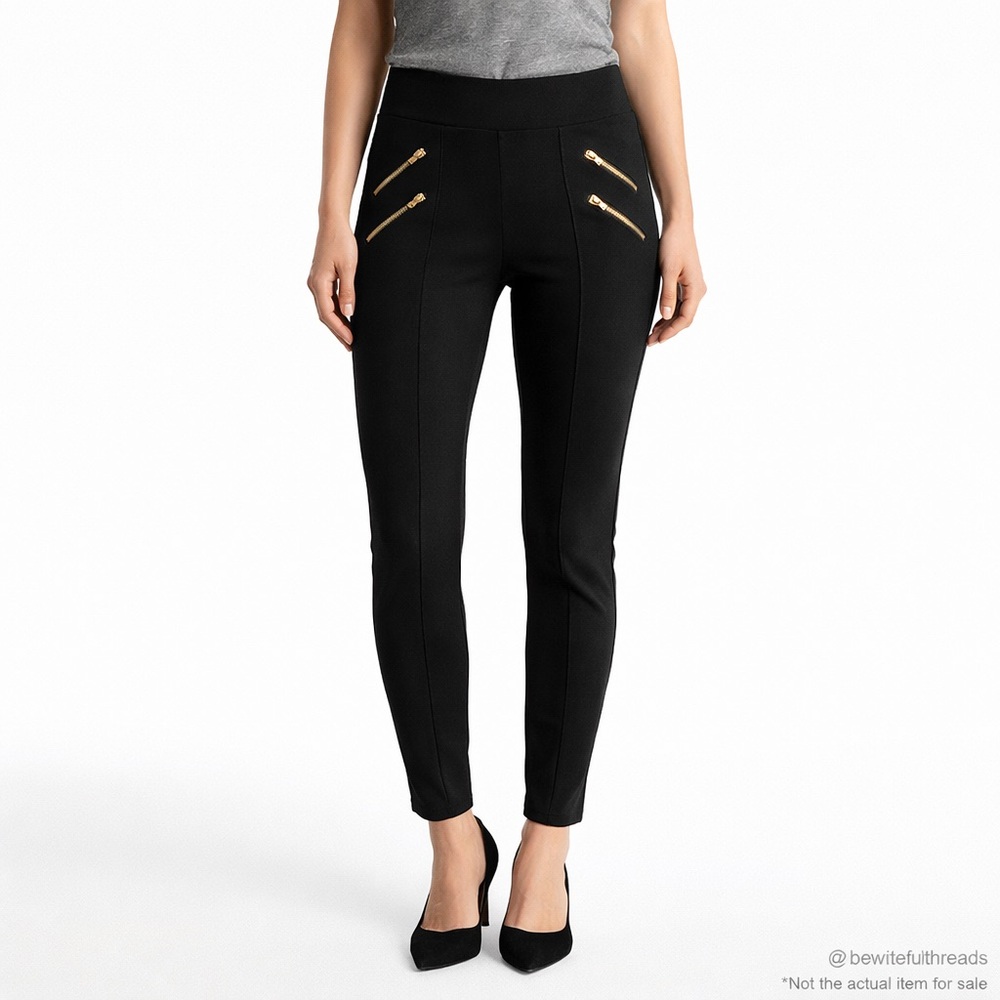 Ci Sono XL Black Stretch Skinny Pants Zip Detail (Fits M–L)